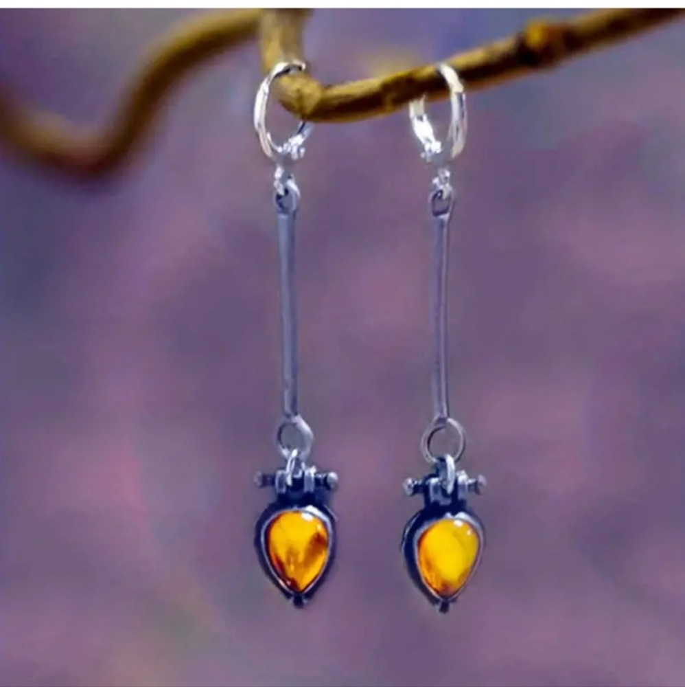 Teardrop Dangle Silver Plated Earrings
